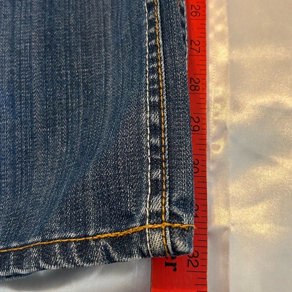 Y2K Level 7 Relaxed Straight Fit Jeans Size 42x32 Light Wash Distressed - Picture 5 of 6
